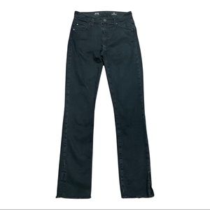 AG Adriano Goldschmied Womens The Mari High Rise Straight Jean 26R Black Raw Hem